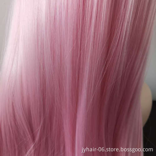 32 Inches Natural Fashion Silky Straight Long Hair Wig Lovely Women Pink Synthetic Wigs